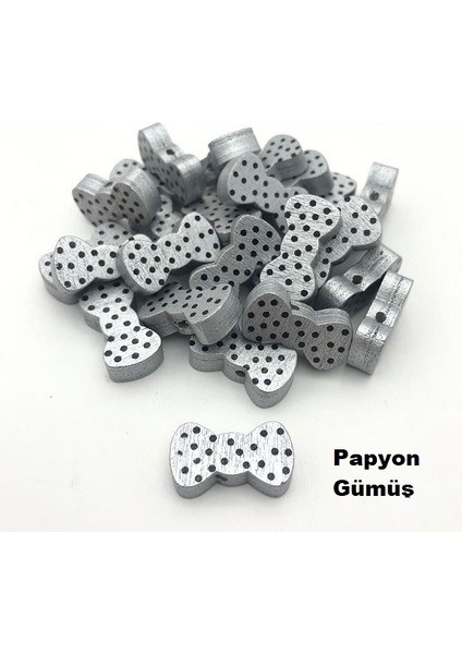 Emzik Boncuk Figürleri ( 1 Paket 25 Ad ) Papyon Gümüş