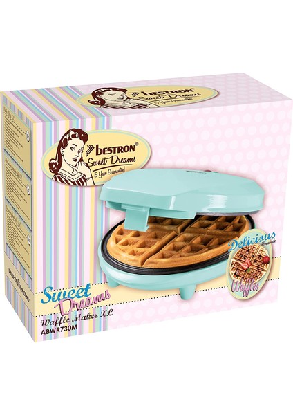 Waffle Makinesi, Belçika Waffle'ları Için Pişirme Ateşi ve Yapışmaz Kaplamalı Waffle Makinesi, 700 Watt, Renk: Nane Yeşili fırsatları