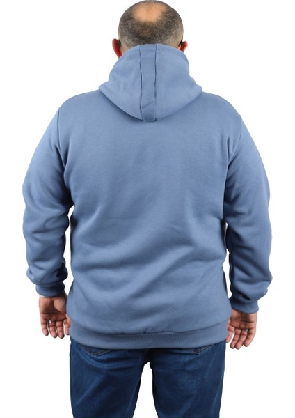 Mocgrande Büyük Beden Erkek 3ip Sweat Realistic 22738 Mavı