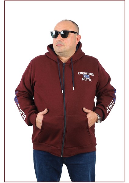 Mocgrande Büyük Beden Erkek Fermuarlı 3ip Sweat Everything 22737 Murdum