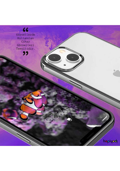 Apple iPhone 14 Pro Max Kılıf Darbe Emici Renkli Kenar Şeffaf Sert Silikon Pixel Kapak Mavi