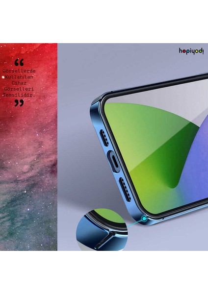 Apple iPhone 13 Mini Kılıf Darbe Emici Renkli Kenar Şeffaf Sert Silikon Pixel Kapak Siyah