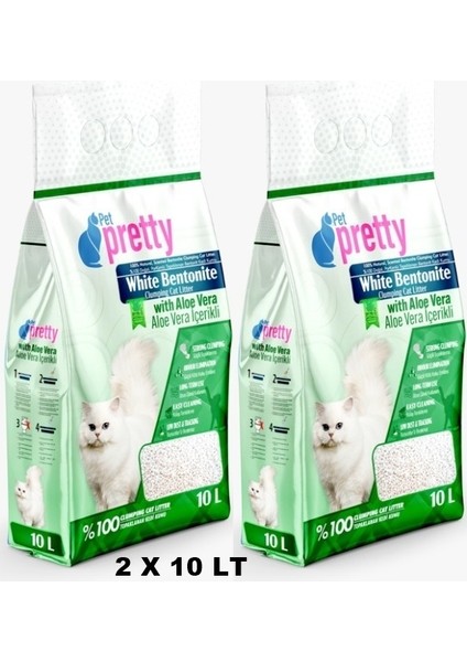 Aloe Vera Kokulu Ince Taneli Topaklaşan Kedi Kumu 10 Ltx 2 Adet