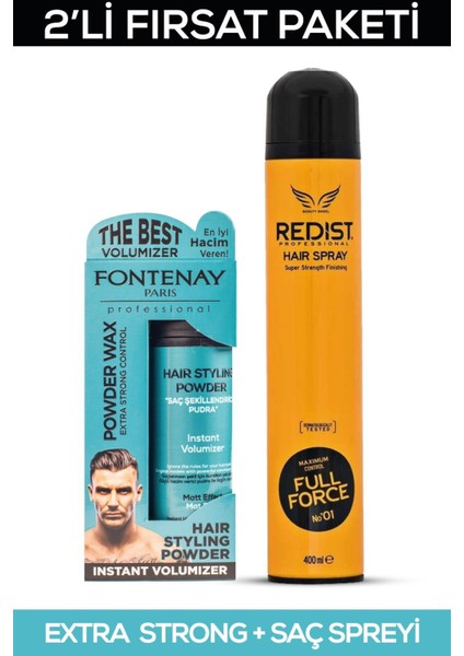 Saç Şekillendirici Pudra Toz Wax Matt Effect Mavi 20GR + 400ML Saç Sprey 2'li Set 2