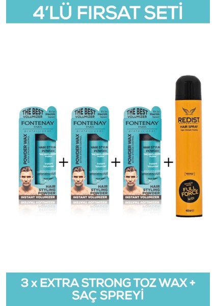 Saç Şekillendirici Pudra Toz Wax Matt Effect Mavi 20GR X3 + 400ML Saç Sprey 4'lü Set 2