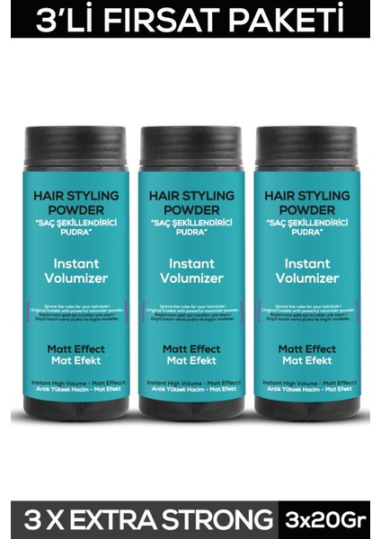 Saç Şekillendirici Pudra Toz Wax Matt Effect Mavi 20GR X3 + 400ML Saç Sprey 4'lü Set 2 modelleri