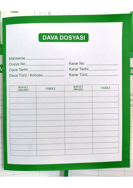 Dava Dosyası-Yeşil-25 Adet