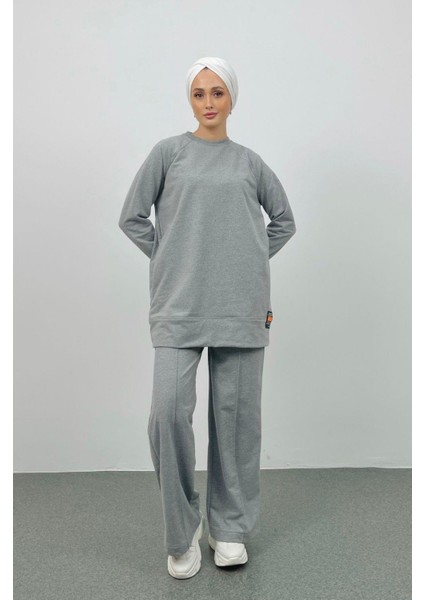 Rener Süs Etiketli Oversize Gri Alt Üst Takım