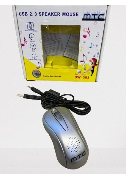 Hoparlöerlü Mouse Kablolu Speaker Gri Mouse Mtc SW-303
