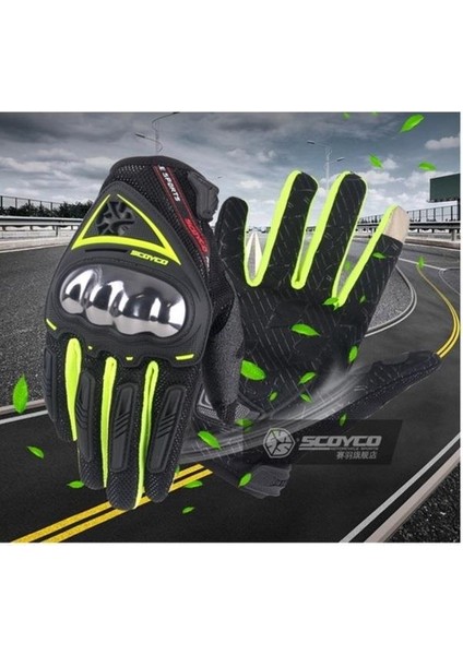 MC44 Korumalı Motosiklet Eldiveni Neon Yeşil fırsatları