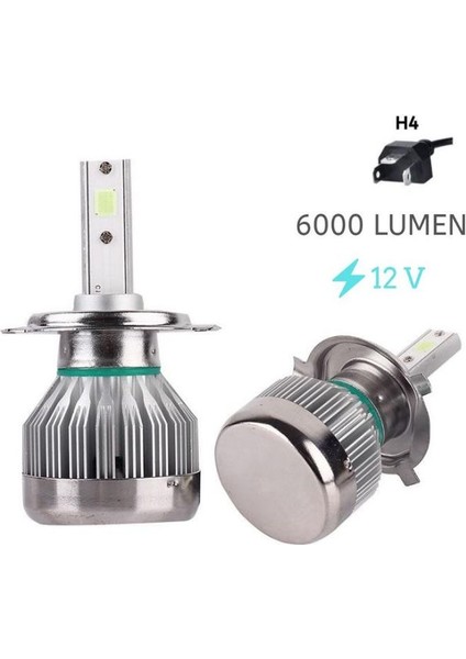 LED Far Ampulü H4-3500LMX2-30W-12V Buz Mavisi / LAAM707