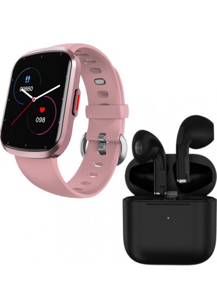 Pro 5 Siyah Bluetooth Kulaklık HW13 Akıllı Saat Pembe Akıllı Saat