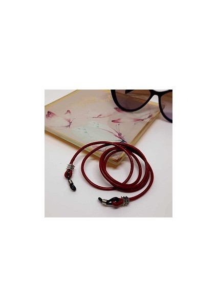 %100 Deri Kirmizi Gözlük Askısı SA1429