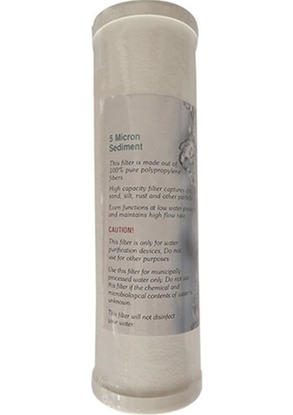 Su Arıtma Cihazları Için 5 Micron Kapaklı Sediment Filtre Bdr-5m-Kpkl