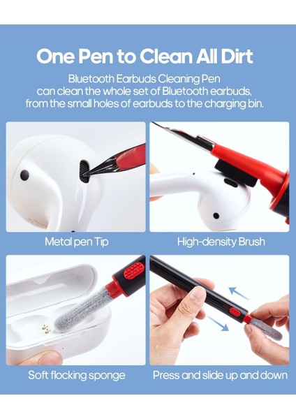 Bluetooth Kulaklık Temizleme Kalemi, Çok Işlevli Airpods Pro Temizleyici Kit, Bilgisayar, Kamera ve Cep Telefonu