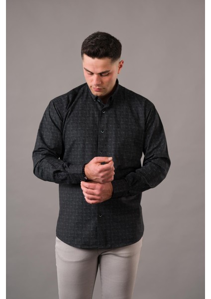 Geniş Kesim Cepli Desenli Kalın Kumaş Kışlık Erkek Gömlek modelleri