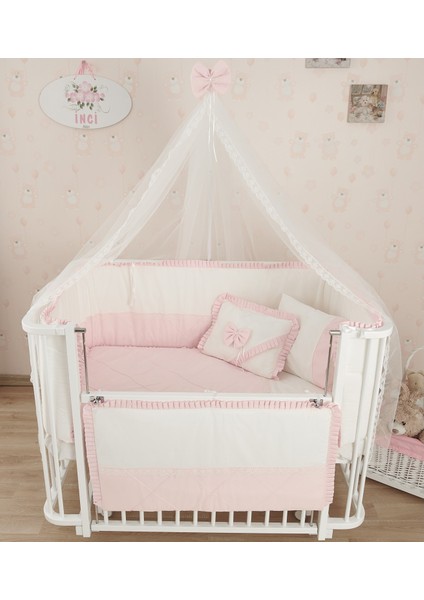 Meltem Smart Bambino Sallanır Ahşap Anne Yanı Beşik 70x110 cm (beyaz-pembe)