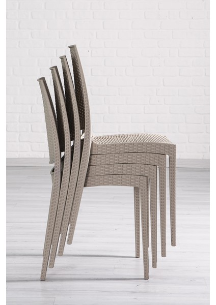 Rattan Large Cappucino Masa Takımı Bahçe&balkon 1 Masa + 6 Sandalye