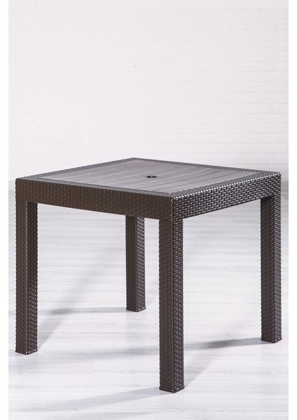 Rattan 80X80 Camsız Kahve Masa - Bahçe&balkon&teras
