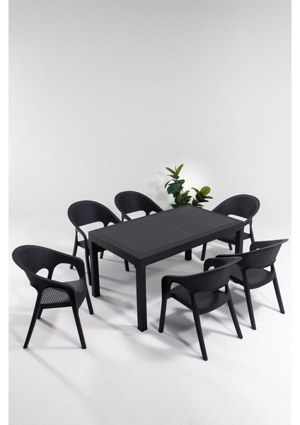 Garden 90X150 Bahçe&balkon&teras Masa Seti – Antrasit