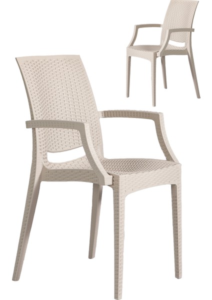 2 Adet Rattan Lüx Cappucino Sandalye / Balkon-Bahçe-Teras