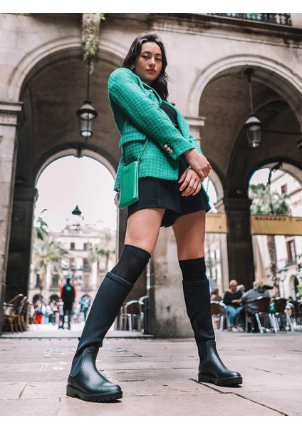 Kadın Yağmur Botu Cardiff Ankle Su Geçirmez Siyah indirimleri