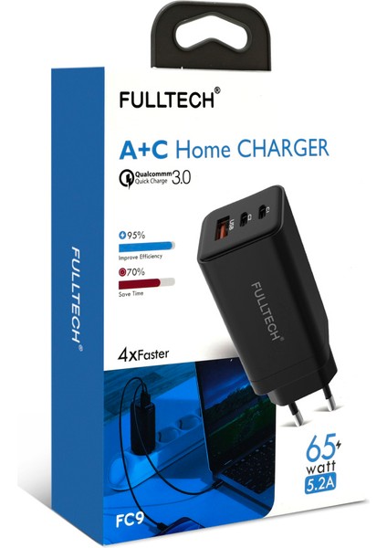 Fc9 Q.c 3.0 5.2AMPER 65WATT 2pd - USB 3 Çıkışlı Hızlı Şarj Adaptörü