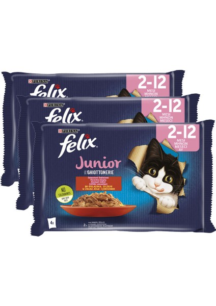 Junior Sığır Etli ve Tavuklu Yavru Kedi Maması - 85 gr x 12 Adet