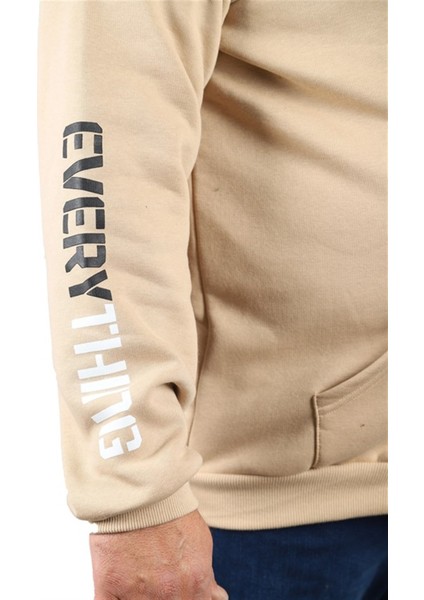 Büyük Beden Erkek Fermuarlı 3ip Sweat Everything 22737 Bej modelleri