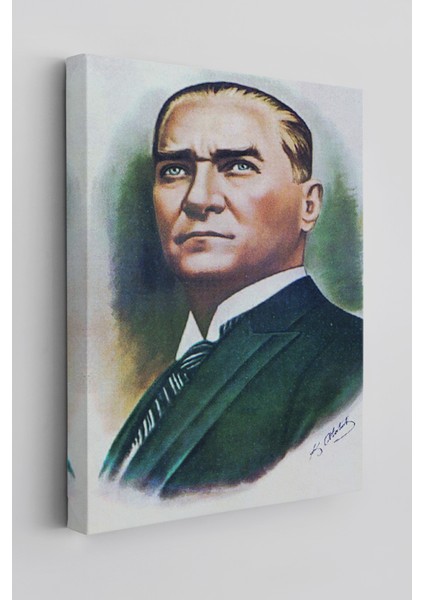 Atatürk Portre Tablosu Mustafa Kemal Atatürk Dikdörtgen Dekoratif Kanvas Tablo