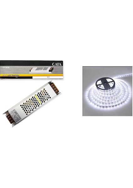 10 Metre 10 Çip Şerit Led Günışığı ve Cata 17 Amper Slim Led Trafosu Takım