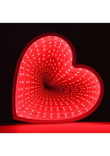 3D Heart Tunnel Lamp Red LED Light 3D Işıklı Dekor Kalp Işık Usb+Pilli LED Işık Dekor Masa Lambası Yılbaşı Işıkları