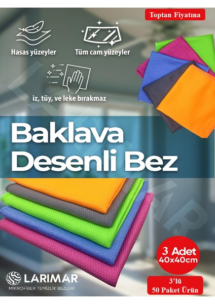 Mikrofiber Baklava Desenli Cam ve Temizlik Bezi 150'li