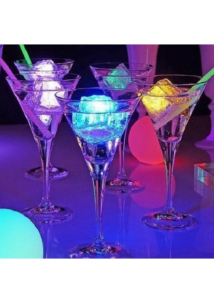 12 Adet LED Işıklı Buz Küpü LED Light Ice Cube Yılbaşı Işıkları Renkli Kokteyl Işığı