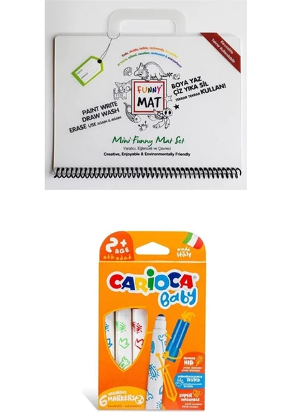 Akademi Çocuk Mini  Set & Carioca Jumbo Bebek Süper Yıkanabilir Keçeli Boya Kalemi 6'lı Set