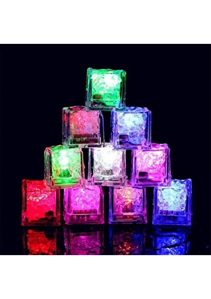 Yılbaşı Parti Işıkları 12 Adet LED Işıklı Buz Küpü LED Light Ice Cube Renkli LED Işıklı Vıp Kalite Buz Küpü