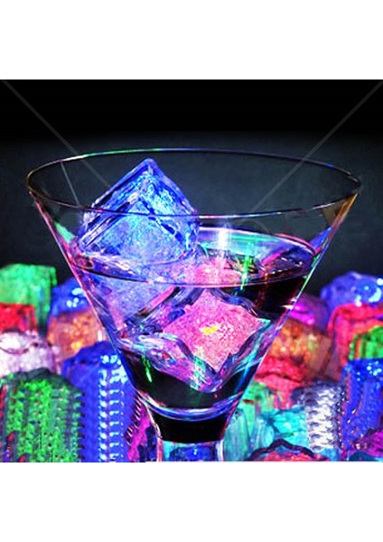 Yılbaşı Parti Işıkları 12 Adet LED Işıklı Buz Küpü LED Light Ice Cube Renkli LED Işıklı Vıp Kalite Buz Küpü