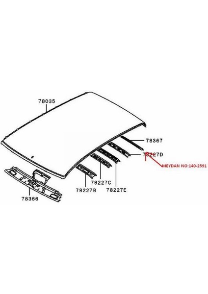 Mıtsubıshı L200- Pıck Up- 06/15 Tavan Iç Koruma Sacı Arkanın Önü (Orijinal) 5290A497T modelleri