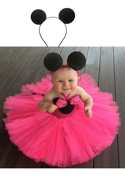 Bba New Trend 1 Yaş Minnie Mouse Tutu Elbise,(Astarsız) Minie Mause Elbise