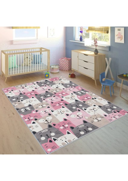 Dijital Baskı Yıkanabilir Kaymaz Taban Çocuk Halısı RVG4059
