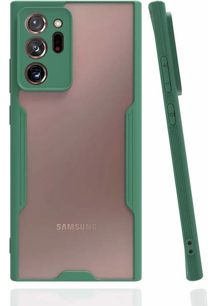 Samsung Galaxy Note 20 Ultra Kılıf Parfe Kamera Korumalı Kenarları Renkli Kapak Koyu Yeşil