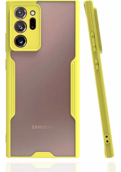 Samsung Galaxy Note 20 Ultra Kılıf Parfe Kamera Korumalı Kenarları Renkli Kapak Sarı