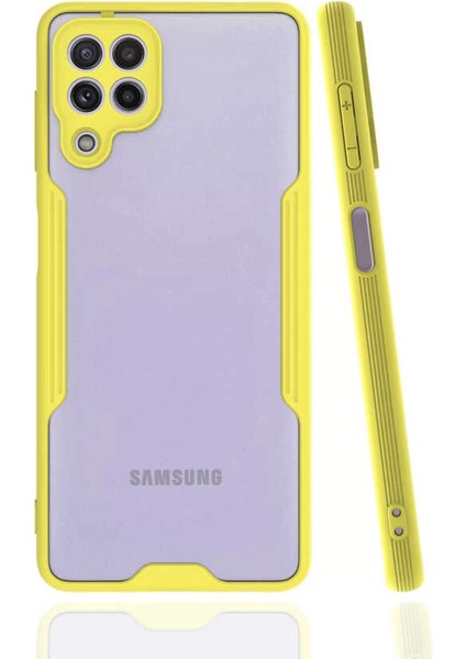 Samsung Galaxy M32 Kılıf Parfe Kamera Korumalı Kenarları Renkli Kapak Sarı