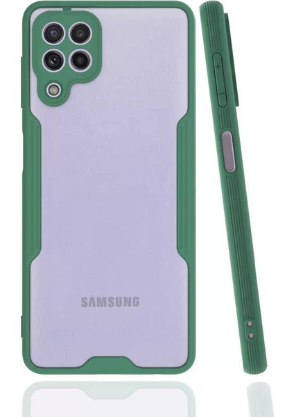 Samsung Galaxy M32 Kılıf Parfe Kamera Korumalı Kenarları Renkli Kapak Koyu Yeşil