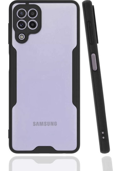 Samsung Galaxy M32 Kılıf Parfe Kamera Korumalı Kenarları Renkli Kapak Siyah