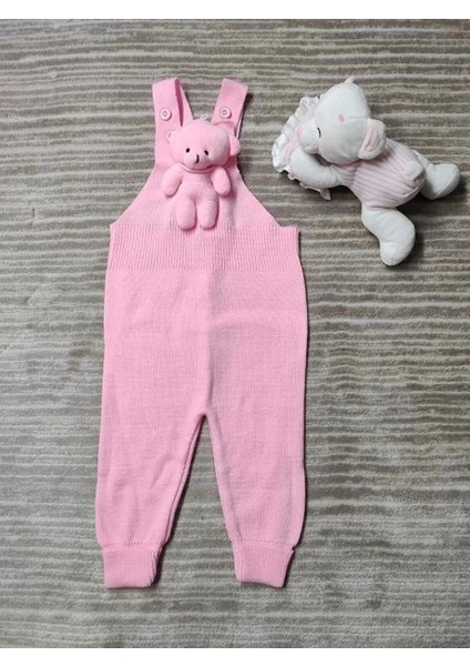 Oyuncak Ayı Detaylı Düğmeli Ayarlanabilir Askılı Triko Salopet Elbise