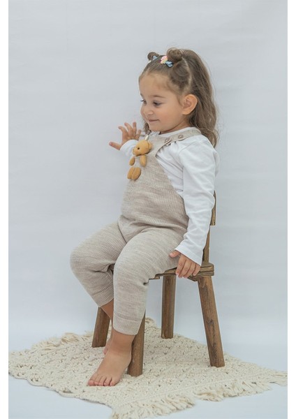 Oyuncak Ayı Detaylı Düğmeli Ayarlanabilir Askılı Triko Salopet Elbise fiyatları