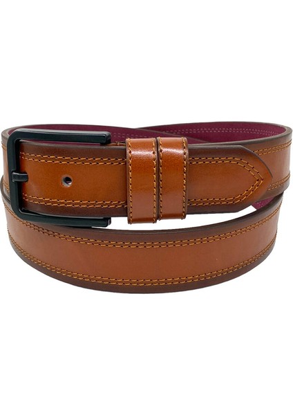 Taba Suni Deri Çift Dikişli Model 4 Cm.lik Spor Kemer - 9023-111-22RL fiyatları