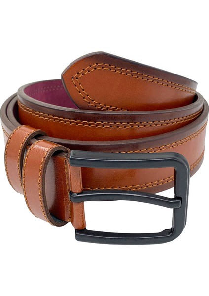 Taba Suni Deri Çift Dikişli Model 4 Cm.lik Spor Kemer - 9023-111-22RL modelleri