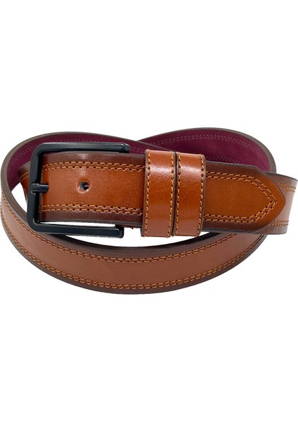 Taba Suni Deri Çift Dikişli Model 4 Cm.lik Spor Kemer - 9023-111-22RL fırsatları
